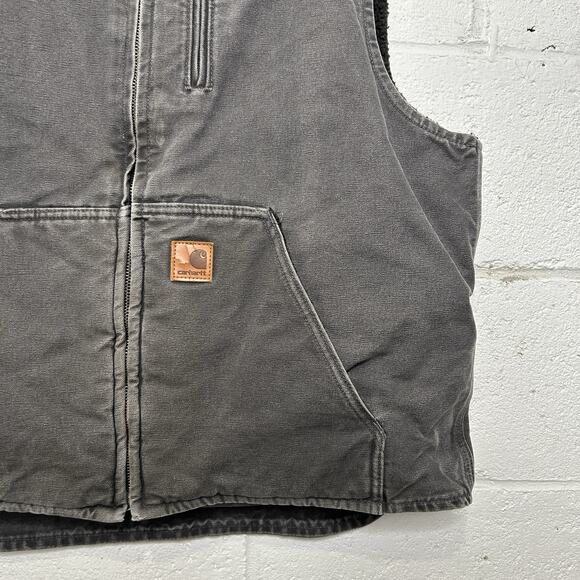 Carhartt Sandstone Sherpa-Lined Vest “Gravel” V33 GVL - Picture 3 of 9